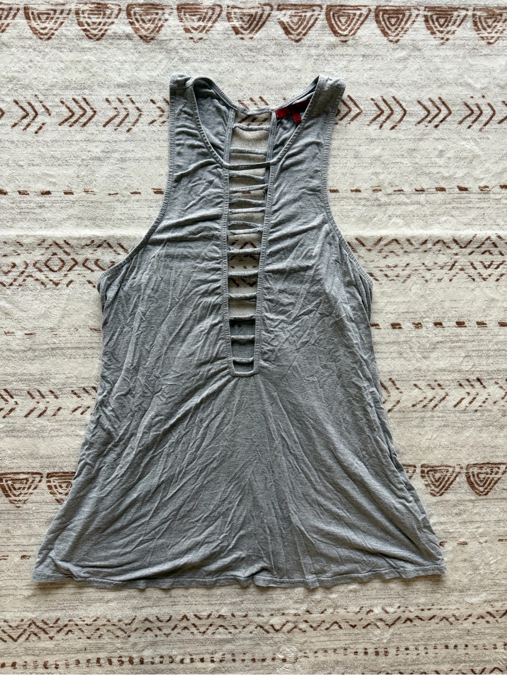 Grey Ladder-Back Sleeveless Tank Top
